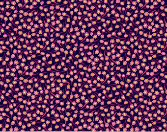 Atlantis by Sally Kelly for Windham Fabrics - Fat Quarter of 53341-9 Coral Flower in Midnight