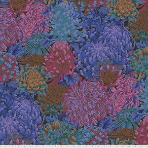 Kaffe Fassett Collective August 2021 -- Fat Quarter of Philip Jacobs Hokusai&#39;s Mums in Dark