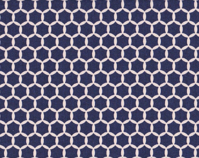 Japanese cotton fat quarter by Kei - Geostyle hexacomb dots in navy.