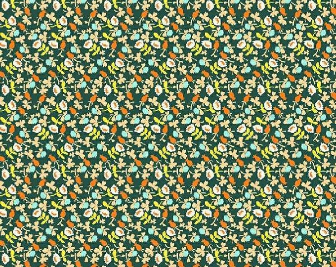 Lucky Rabbit by Heather Ross -- Fat Quarter of Calico in Dark Teal