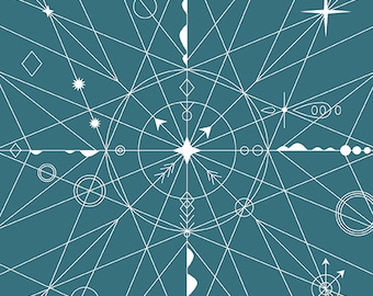 Hopscotch Century Prints by Alison Glass for Andover Fabrics - Fat Quarter of Compass in Isle