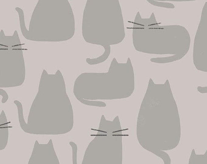 Whiskers and Dash by Sarah Golden for Andover Fabrics - Fat Quarter of Whiskers in Concrete (A-9168-CL)