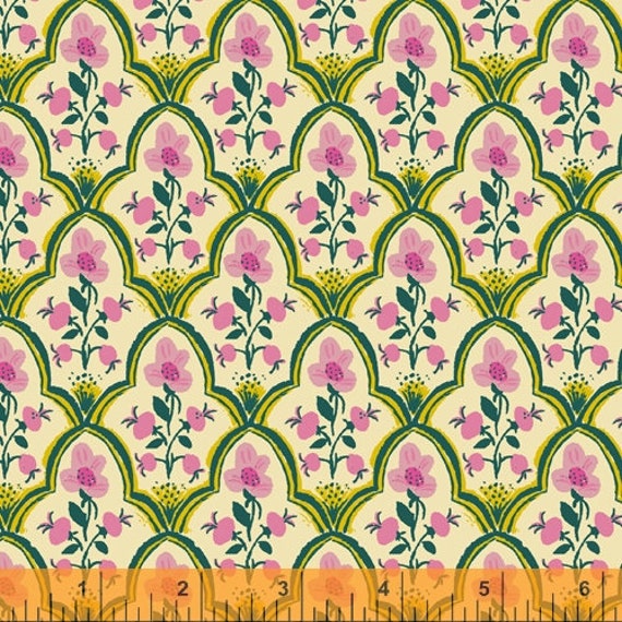 LAWN Malibu by Heather Ross for Windham Fabrics - Fat Quarter of Woodblock in Pink