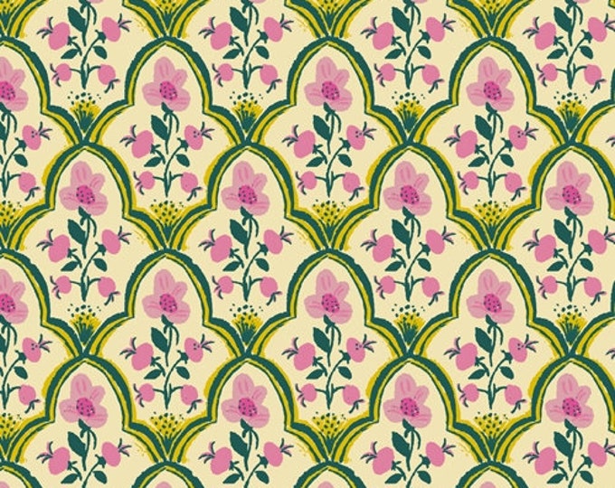 LAWN Malibu by Heather Ross for Windham Fabrics - Fat Quarter of Woodblock in Pink