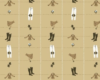 West Hill by Heather Ross -- Fat Quarter of Riding Gear in Cool Tan