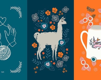 Purl Panel in Teal RS202913 by Sarah Watts - Ruby Star Society - 24" Panel x 43-44"