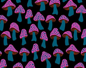 Darlings 2 by Ruby Star Society -- Fat Quarter of Mushrooms in Black (RS5057 14)