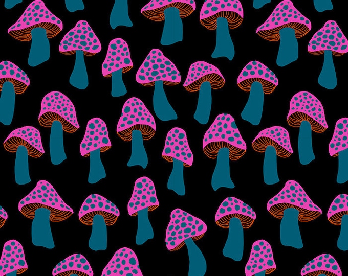 Darlings 2 by Ruby Star Society -- Fat Quarter of Mushrooms in Black (RS5057 14)