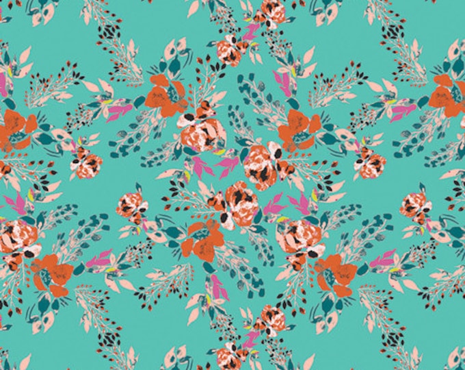 Virtuosa by Bari J. for Art Gallery Fabrics -  Fat Quarter of Episodic Blooms in Aqua