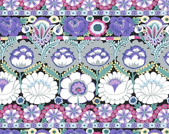 Kaffe Fassett Collective August 2021 -- Fat Quarter of Kaffe Fassett Embroidered Flower in Contrast