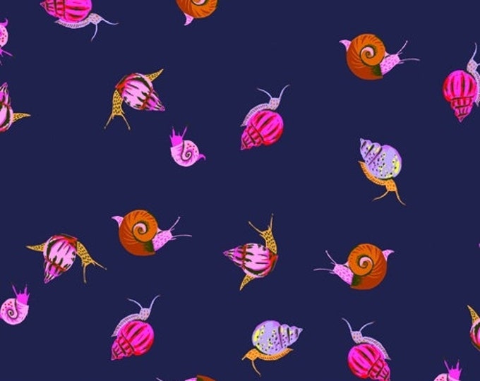 Heather Ross 20th Anniversary Collection for Windham Fabrics - Fat Quarter of Snails in Indigo