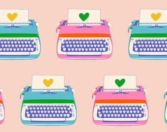 Best Day Ever -- (RS0104 13) Typewriters in Vintage Pink by Melody Miller for Ruby Star Society