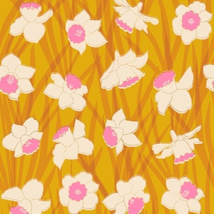 Reverie by Melody Miller for Ruby Star Society -- Fat Quarter of Daffodils in Goldenrod Metallic