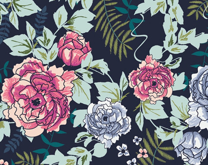 Trouvaille by AGF Studios for Art Gallery Fabrics -  Fat Quarter of Everblooming Camelias in Dim