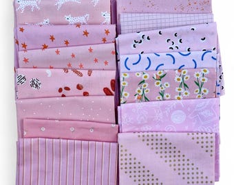 Fat 16th of various Ruby Star Society fabrics as shown in photo (16 in total) - Light Pinks