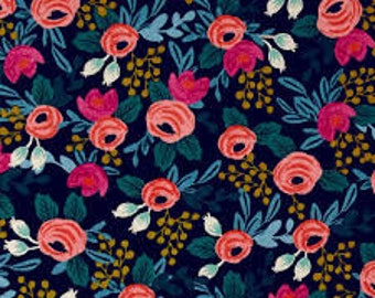Menagerie CANVAS Rosa in Navy of by Rifle Paper Company for Cotton and Steel