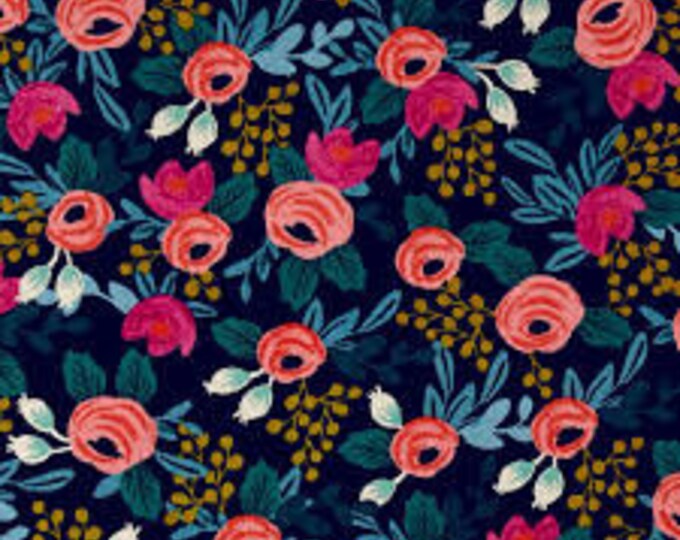 Menagerie CANVAS Rosa in Navy of by Rifle Paper Company for Cotton and Steel