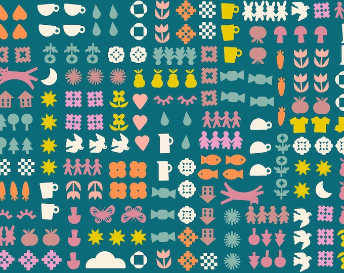 Paper Cuts -- (RS1107 15) Together in Tuquoise by Rashida Coleman Hale for Ruby Star Society