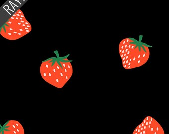 Strawberry and Friends Rayon in Black (RS3044 16R) by Melody Miller - Ruby Star Society - 25cm cut