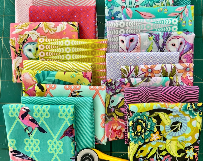 In stock Tula Pink’s Moon Garden range of 20 fat quarters