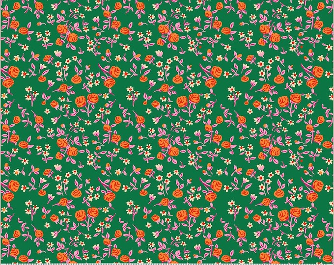 Heather Ross By Hand -- Fat quarter of 54255D-8 Bright Green