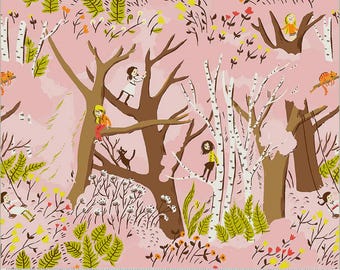 Heather Ross Studio Edit -- 40927D-6  Girls in Trees in Pink