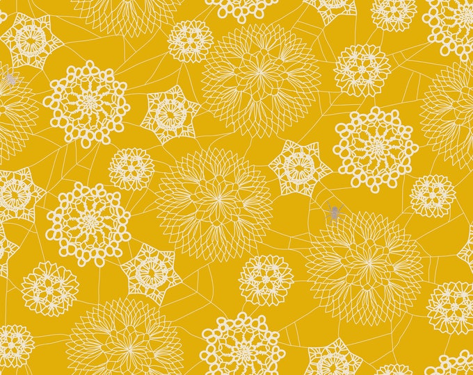 Spooky Darlings by Ruby Star Society -- Fat Quarter of  in Doily Spider Web in Goldenrod (RS5076 11M)