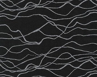 Quarry Trail by Anna Graham for Robert Kaufman, 100% Cotton Linen Canvas -- 25cm -- Quarry in Black