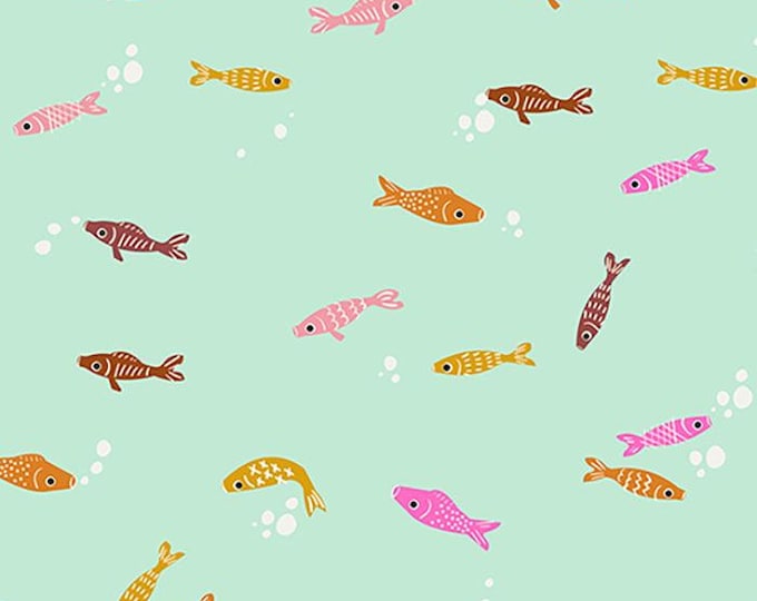 Koi Pond by Ruby Star Society -- Fat Quarter of Fishes in Mint (RS3036 13)