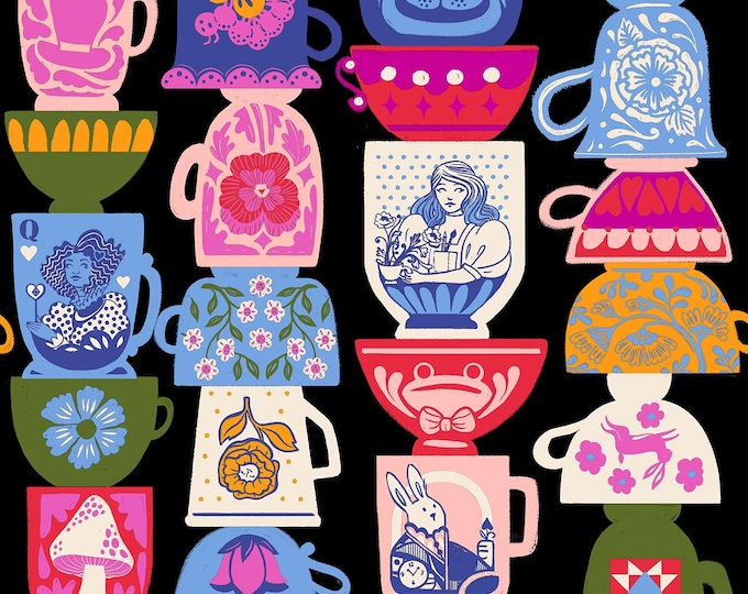 Hello Alice -- (RS2122 13) Tea Party in Black by Sarah Watts for Ruby Star Society