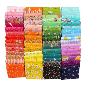 Fat 16th of various Heather Ross fabrics as shown in photo (64 in total) - Rainbow