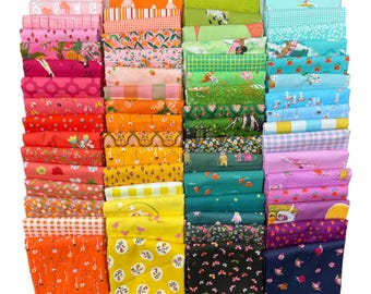 Fat 16th of various Heather Ross fabrics as shown in photo (64 in total) - Rainbow