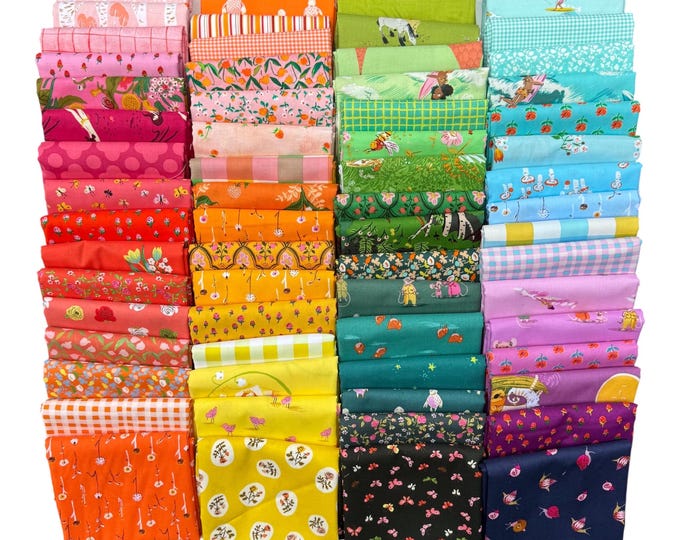 Fat 16th of various Heather Ross fabrics as shown in photo (64 in total) - Rainbow