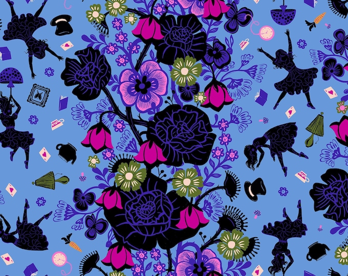 Hello Alice -- (RS2121 14) Rabbit Hole in Lindley Blue by Sarah Watts for Ruby Star Society