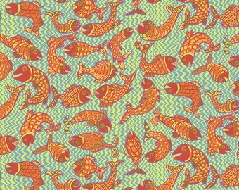 Kaffe Fassett Collective August 2021 -- Fat Quarter of Brandon Mably Koi Polloi in Yellow