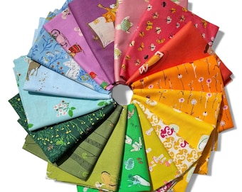 Fat 16th of various Heather Ross fabrics as shown in photo (16 in total) - Rainbow