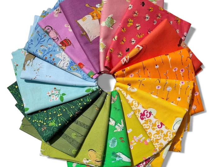 Fat 16th of various Heather Ross fabrics as shown in photo (16 in total) - Rainbow