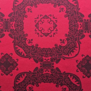Viscose jersey printed red with purple pattern