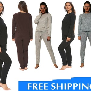 Women's Ladies Casual Lounge Wear Cable Knitted Baggy Set Suit Tracksuit UK  8-14