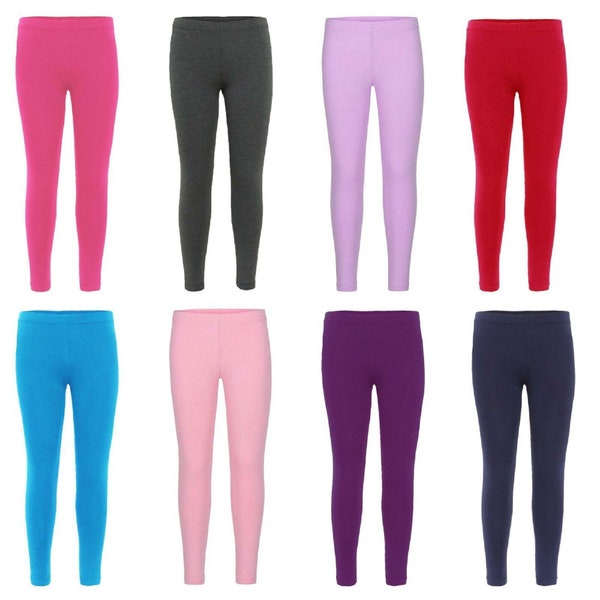 Filles Leggings Enfants Enfants Pantalon de base uni Extensible pleine longueur 5-13 ans