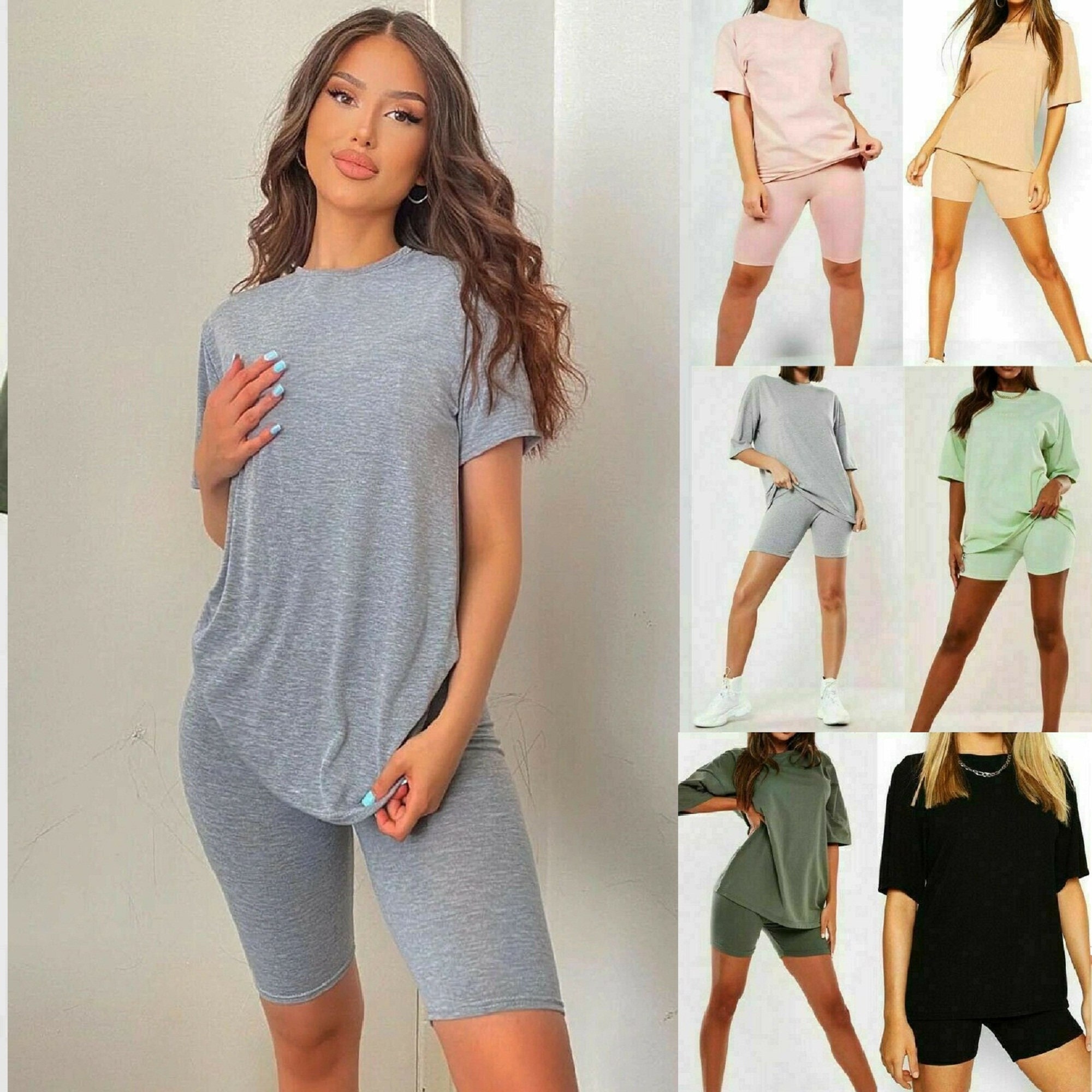 Buy Women's Ladies New Oversized T-shirt and Cycling Shorts Active