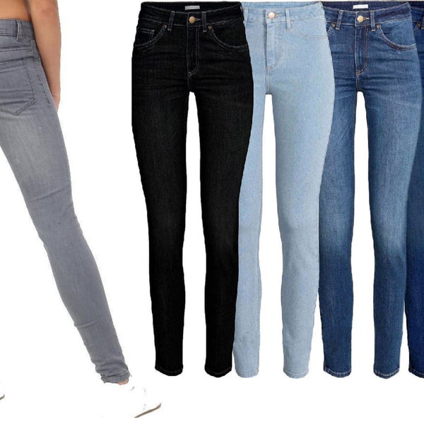 Pantalon en jean en denim et élasthanne pour femme, coupe slim, 6-14 ans