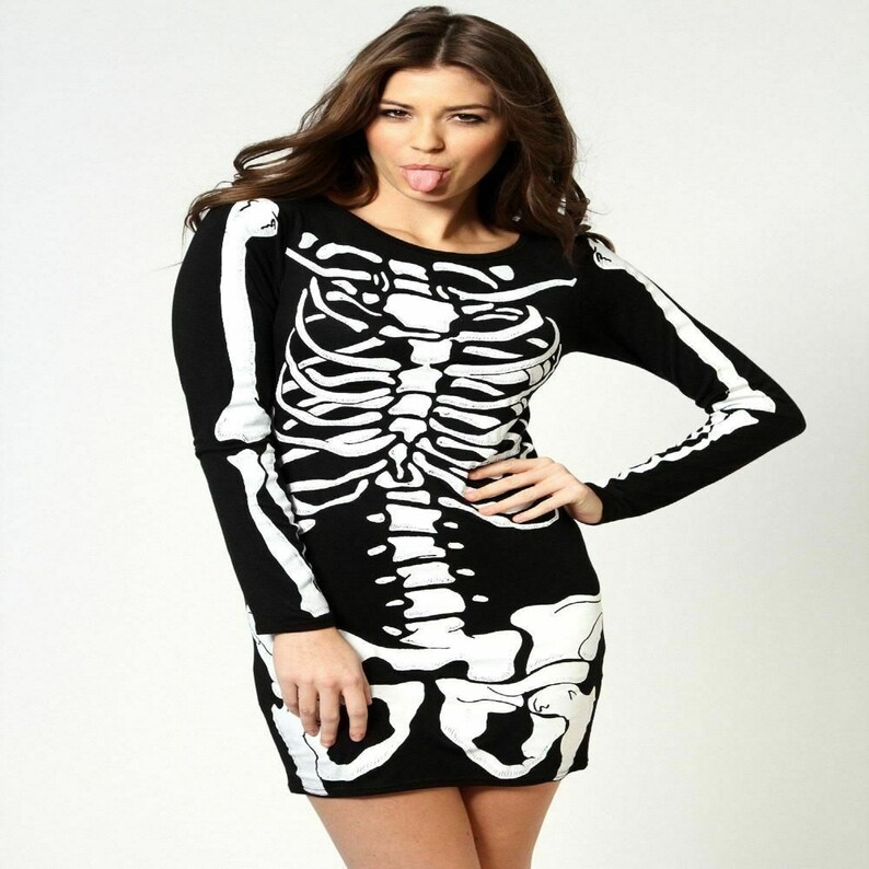 Women's Halloween Skeleton Costume Ladies Skull Bones Etsy UK