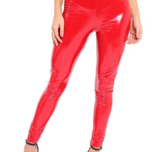 Womens Wet Look Shiny Vinyl High Waisted Elasticated Jeggings - Etsy UK