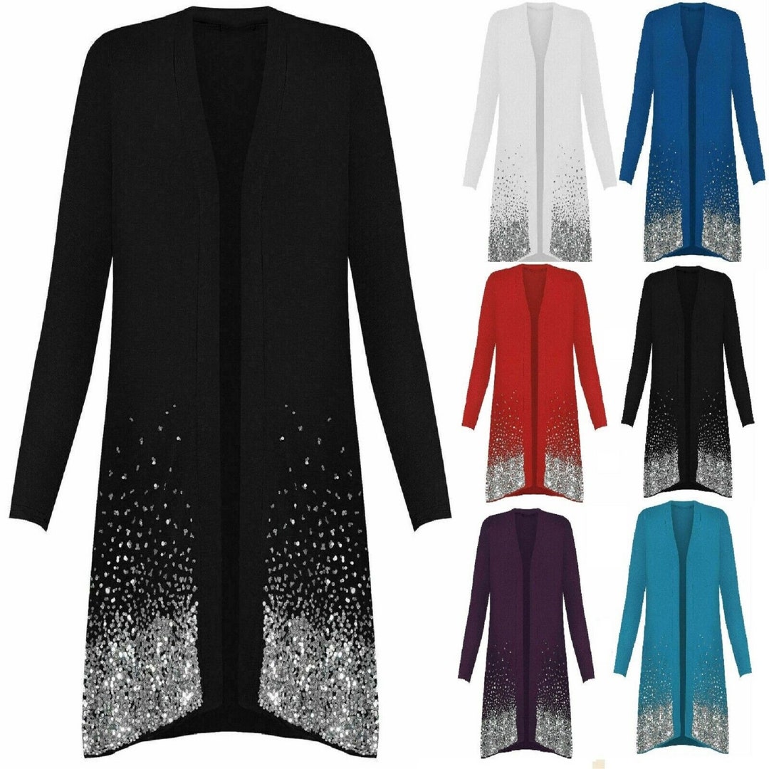 Ladies Glitter Sequin Sparkle Long Sleeve Open Party Plus Size Cardigan Top Etsy
