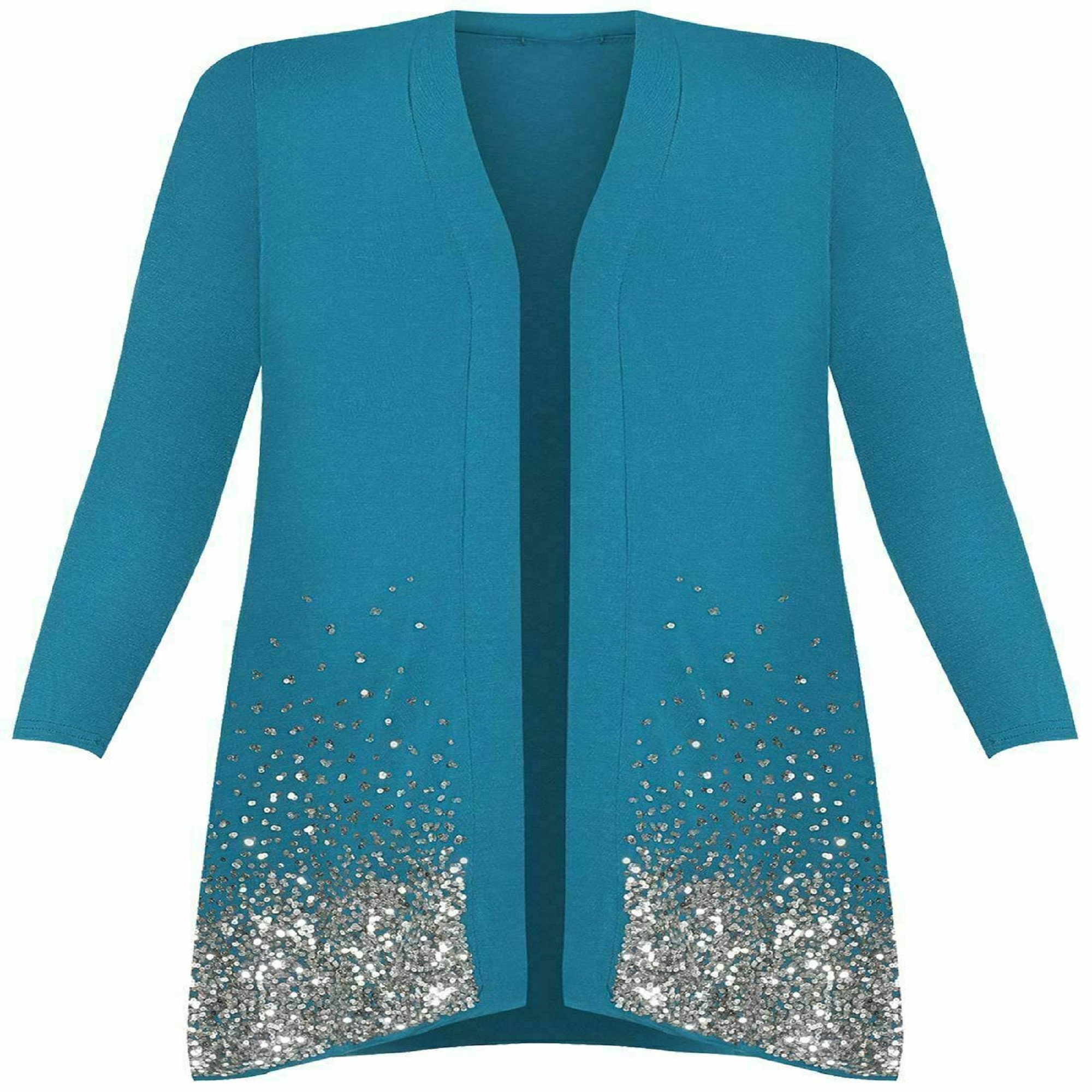 Ladies Glitter Sequin Sparkle Long Sleeve Open Party Plus Size Cardigan Top Etsy