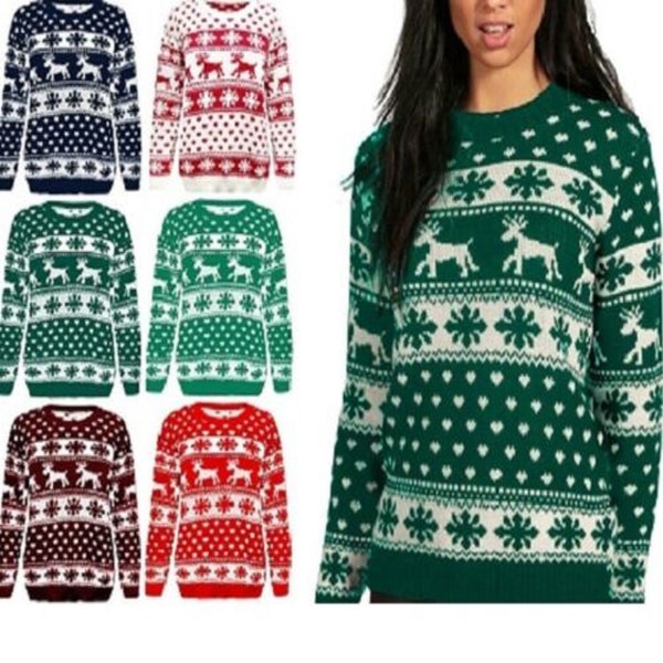 Women Ladies Plus Snowflake Christmas Jumper Womens Novelty Winter Xmas Sweater Size(8-22)