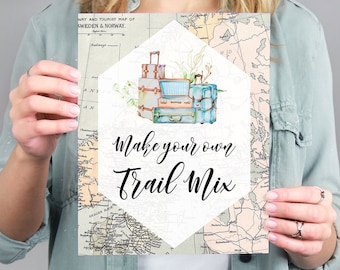 Travel Theme Baggage Claim Sign PRINTABLE 8x10 Digital File Vintage Map Bridal Shower Favors Adventure Awaits Passport Stamps Wedding Baby