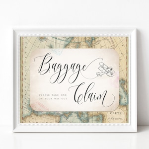 Richiesta bagagli favori segno PRINTABLE 8x10 Viaggi omailda Doccia Segno Bambino Viaggio Matrimonio Favori Segno Vecchia Carta Vintage