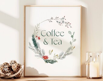 Winter Coffee and Tea Bar Sign, 8x10 Printable Instant Download